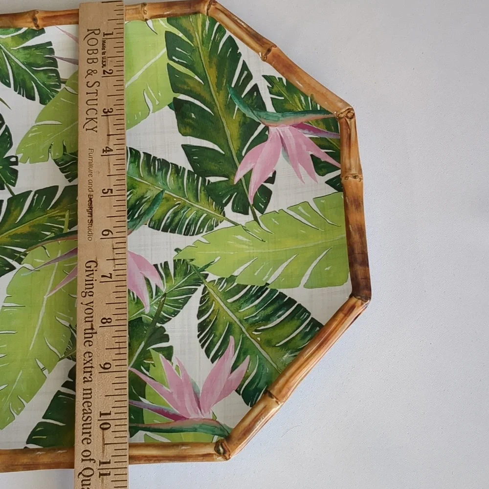 Tommy Bahama Set Of 2 Palm Leaves & Birds Of Paradise Melamine 16